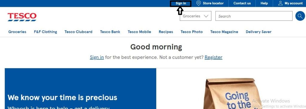 Tesco official page