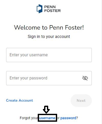 Penn Foster Student forgot username